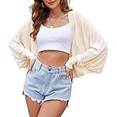 ZLIGXEA Women's Open Front Casual Long Sleeve Loose Batwing Sweaters Cardigan Lightweight Shrug Knit Bolero Tops