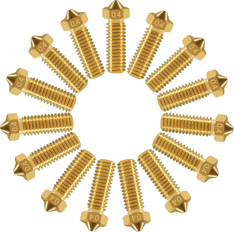 ALMOCN 15pcs 0.4mm V6 Volcano Brass Nozzles M6 1.75mm Filament 3D Printer