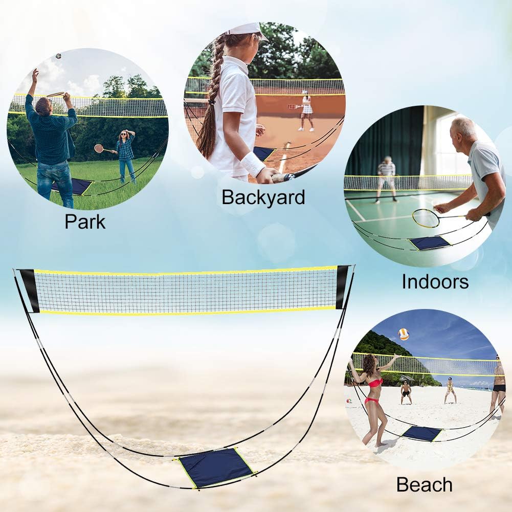 CDCASA Portable Badminton Net Folding Badminton Net Set with Stand Carry Bag Easy Setup Beach Tennis Volleyball Net for Outdoor/Indoor Court Backyard Lawn : Sports & Outdoors