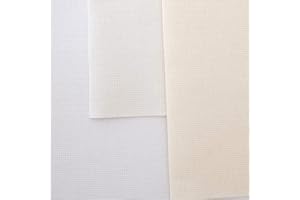 KCS 3 pc of 12" x 18" 18CT Counted Cotton Aida Cloth Cross Stitch Fabric (White+Antique White+Cream)