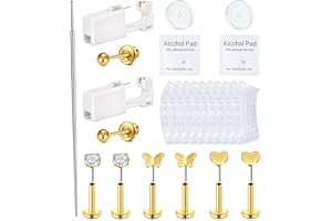 QWALIT Ear Piercing Kit Gold Ear Piercing Gun Kit Self Piercing Earrings Piercing Kit Disposable Earring Gun Piercing Kit wit