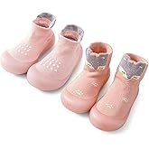FABRST 2 Pairs Baby Sock Shoes Boys Girls Non Slip Soft Rubber Sole Sneakers Toddler Infant Slip On Slippers First Walking Shoes