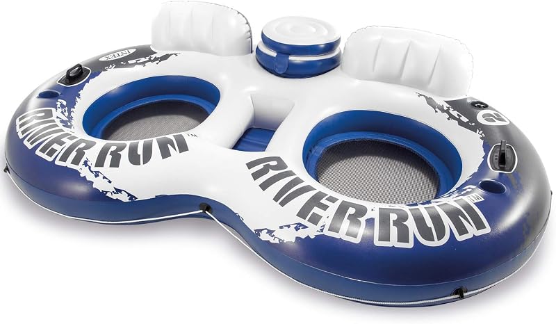 Intex River Run Inflatable Wheel Double Wheel Black Blue White 2 Seater