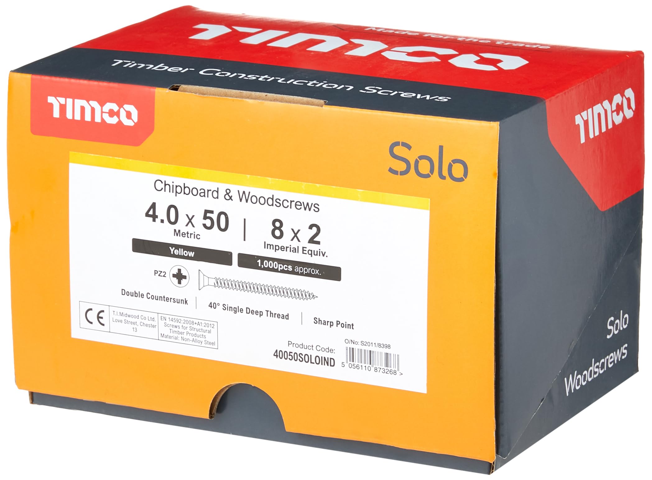 TIMCO Solo Woodscrews Industry Pack - 4.0 x 50mm - Gold