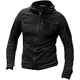 FREE SOLDIER Men's Tactical Long Sleeve Fleece Coat Weatherproof Full Zip Up Lightweight Fleece Jacket Sweatshirt