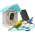 Gyozol Smart Bird Feeder with Camera, AI Identify Bird Breed, Solar-Powered WiFi FHD 2K Live Camera, Auto Capture Backyard Garden Birds Watching, Motion Detection, Cloud and SD Card Storage, Blue…