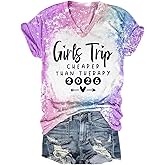 Girl's Trip Cheaper Than Therapy Shirt for Women Letters Printed Funny Girls Trip T Shirts Summer Vacation Shirt