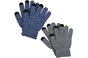 PULAIS Kids Touchscreen Gloves 2 Pair,Knit Texting Gloves Winters Gloves for Boys&Girls