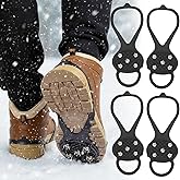 2 Pairs Ice Cleats for Shoes Boots, Non Slip Crampons Gripper Spikes witn 5 Steel Studs for Snow Ice, Durable Ice Grips Tract