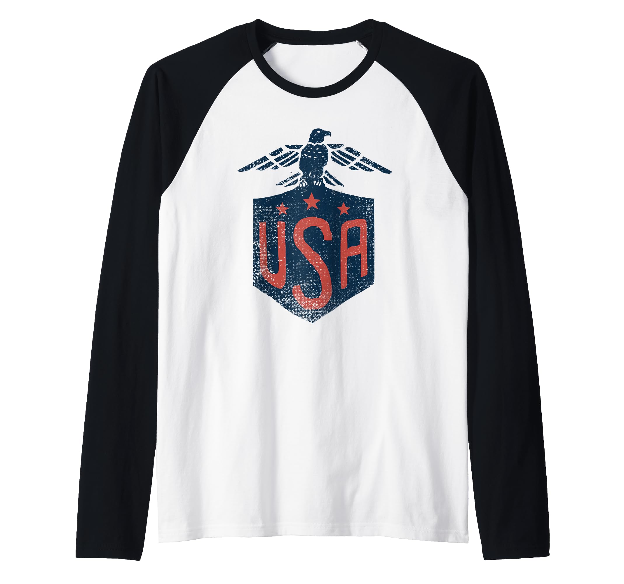Trendy USA Hand Drawn Raglan Baseball Tee