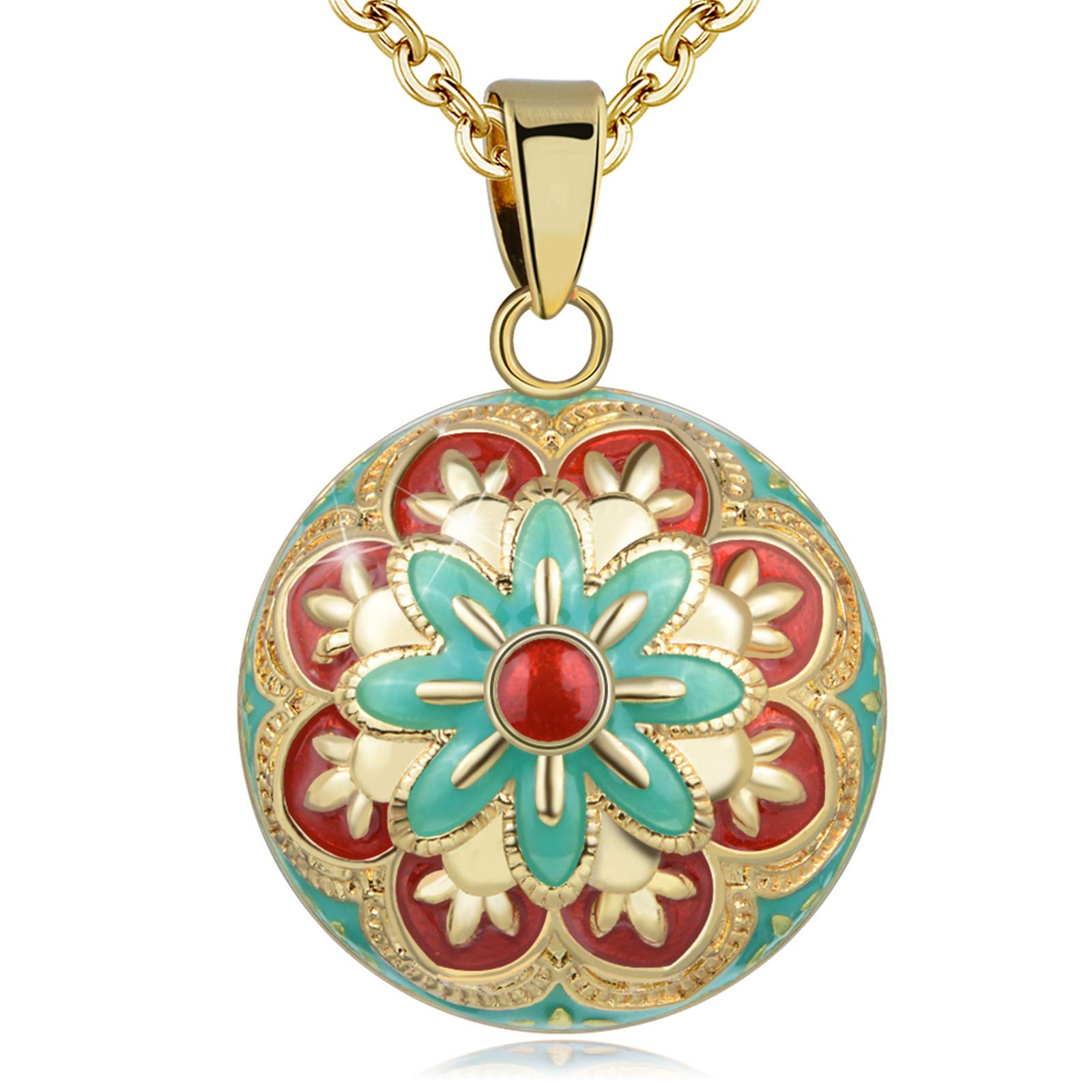 EUDORA Harmony Ball Snowflake Necklace Colorful Music Wishing Chime Ball Pendant Necklace for Women Ladies Best Jewellry Original Gift, 45inch + 30inch Chain