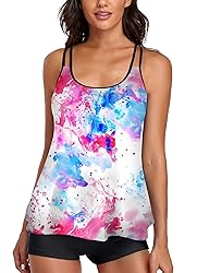 Omichic Women's Loose Tankini Top with Boyshorts