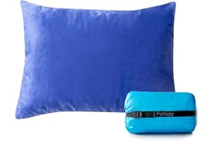 Furlupy Small Shredded Gel Memory Foam Pillow，Adjustable for Contoured Support -Portable Ideal for Backpacking, Camping, Travel, Car, Airplane,Office Nap