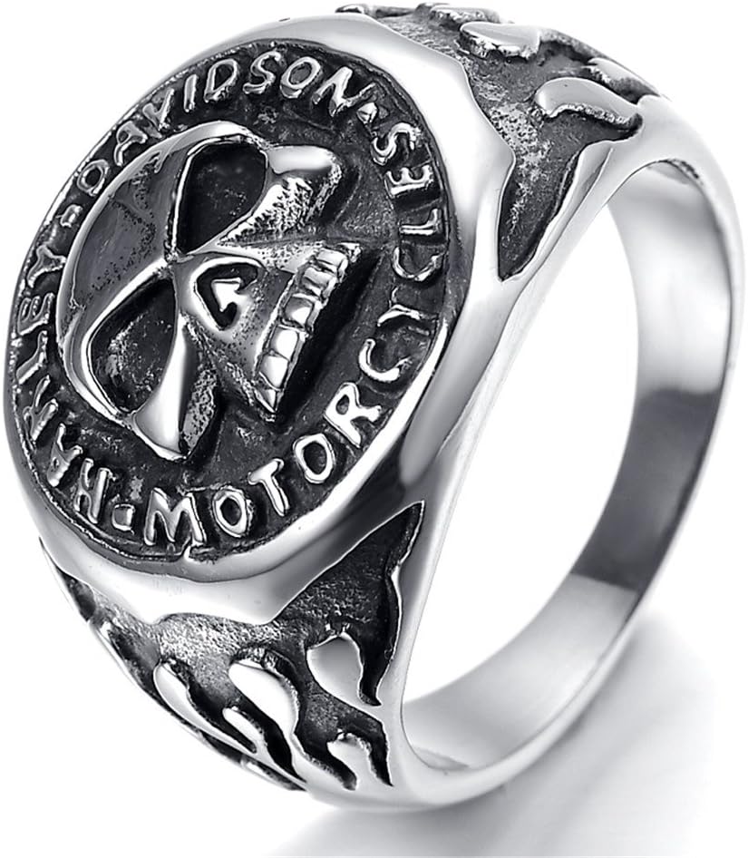 Mens Stainless Steel Ring, Vintage, Biker, Silver, Skull KR1855