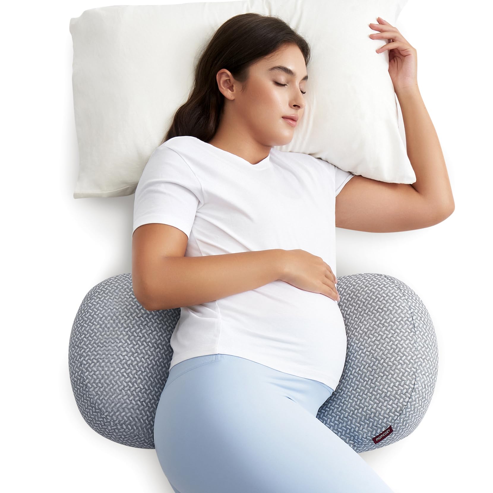 Photo 1 of Momcozy Memory Foam Portable Pregnancy Pillow – W Shaped Maternity Great Support for Side Sleepers, Adjustable Travel Wedge Pillow for Back, Belly, and Hip Relief, Ideal for Pregnant Women, Grey