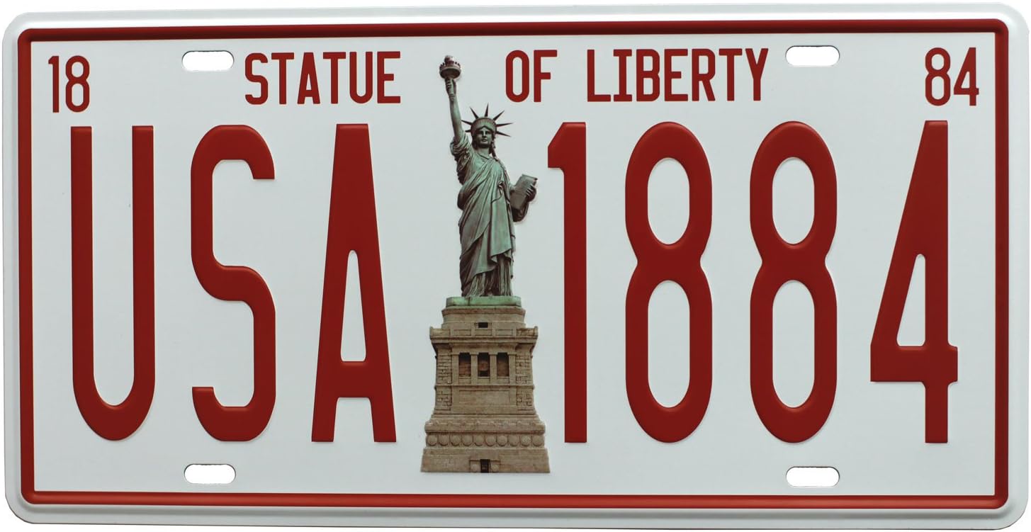 ARTCLUB Statue of Liberty USA 1884, Metal Plaque Tin Sign, Vintage License Plate Embossed Tag Garage Home Wall Decor
