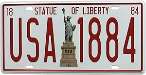 ARTCLUB Statue of Liberty USA 1884, Metal Plaque Tin Sign, Vintage License Plate Embossed Tag Garage Home Wall Decor