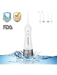 Cordless Water Flosser &ndash;Professional Oral Irrigator with 4 Jet Tips (Included 2 Plaque Remover Tips) for Teeth Cleaning, Rechargeable Portable Water Flosser with 3 Mode for Braces,Implants,Crowns