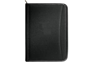 Gorbado Zippered Portfolio Organizer/ A4 Refillable Lined Writing Notepad Folder Case/Fabric-Covered Padfolio Binder with Interior Storage Pocket for Men Women.