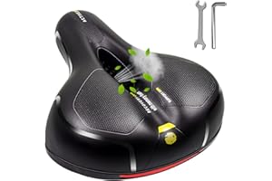 MSDADA Comfortable Bike Seat-Padded Soft Bike Seat Cushion Memory Foam Waterproof Wide Bike Saddle with Dual Shock Absorbing 