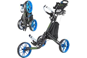 EASEGO Golf Push Cart 3 Wheel : Golf Bag Cart Foldable with Phone Holder/Cup/Umbrella Holder Compact Golf Pull Carts Quick Fold Golf Caddy Push Carts with Large Wheelbase for Different Terrain