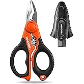 VANQUISH 6 1/4" Stainless Electrician Scissor with Crimper and Stripper | One-Piece Forged, Multi-Purpose Heavy Duty Professional Shear for Aluminium Copper Soft Cable, 3282