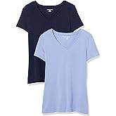 Amazon Essentials Women's Regular-Fit Short-Sleeve T-Shirt (Crewneck and V-Neck Options), Multipacks