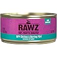Rawz Natural Premium Pate Canned Cat Wet Food - Made with Real Meat Ingredients No BPA or Gums - 5.5oz Cans 24 Count (Chicken & Herring)