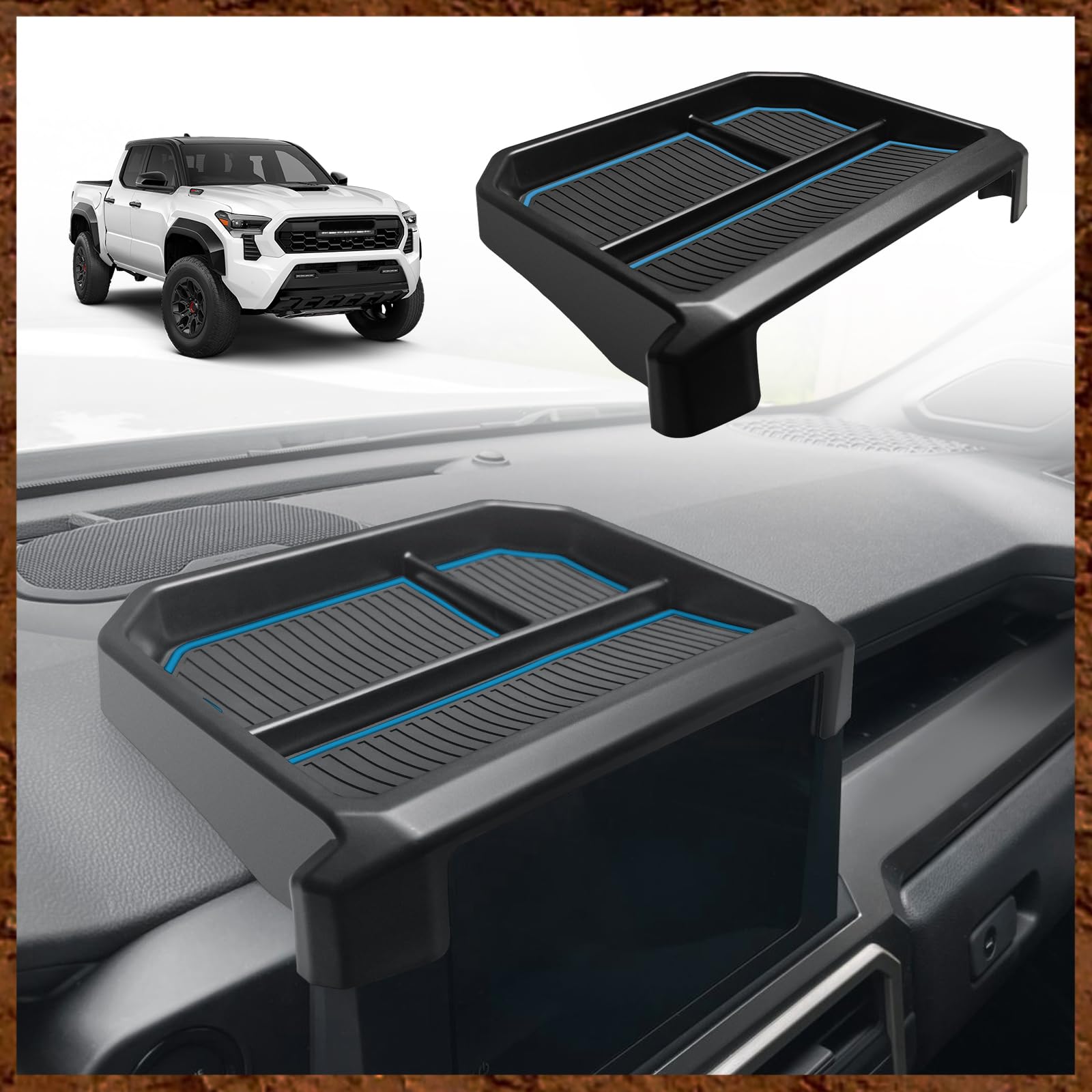 Photo 1 of Muslogy Dashboard Storage Box Compatible with 2024 2025 Tacoma & 2025 4Runner Accessories Center Console Organizer w/ 8-inch Screen for SR SR5 TRD PreRunner TRD Sport Off-Road Pro Trailhunter (Blue)