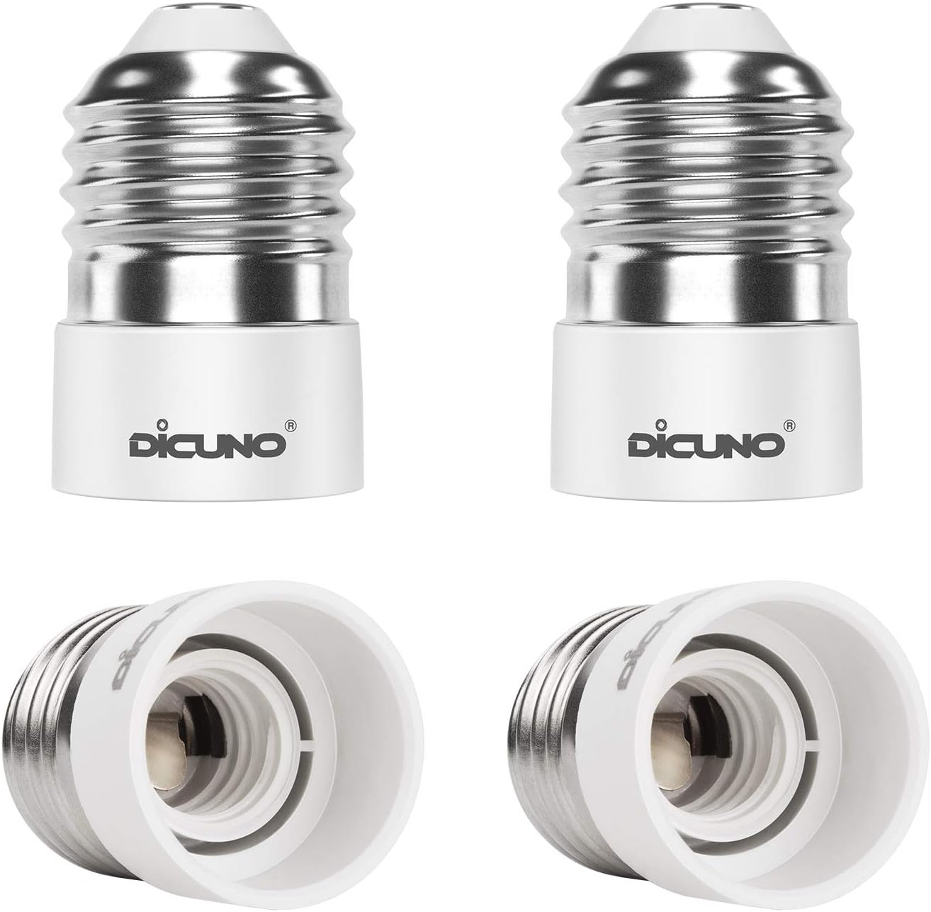 DiCUNO E27 to E14 Socket Adapter, Screw to Small Screw Converter, ES to SES Adopter, Max Wattage 200W, 0~250V