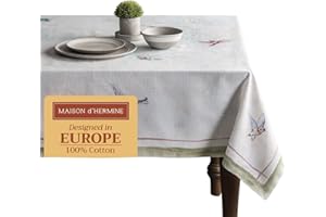 Maison d' Hermine Table Cloth Rectangle Table 100% Cotton 60 x 120 Inches Tablecloth Reusable Decorative Everyday Use for Din
