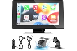 Portable Wireless Carplay Screen for Car, Apple Carplay & Android Auto Car Touchscreen, Car Stereo Receivers with Backup Came