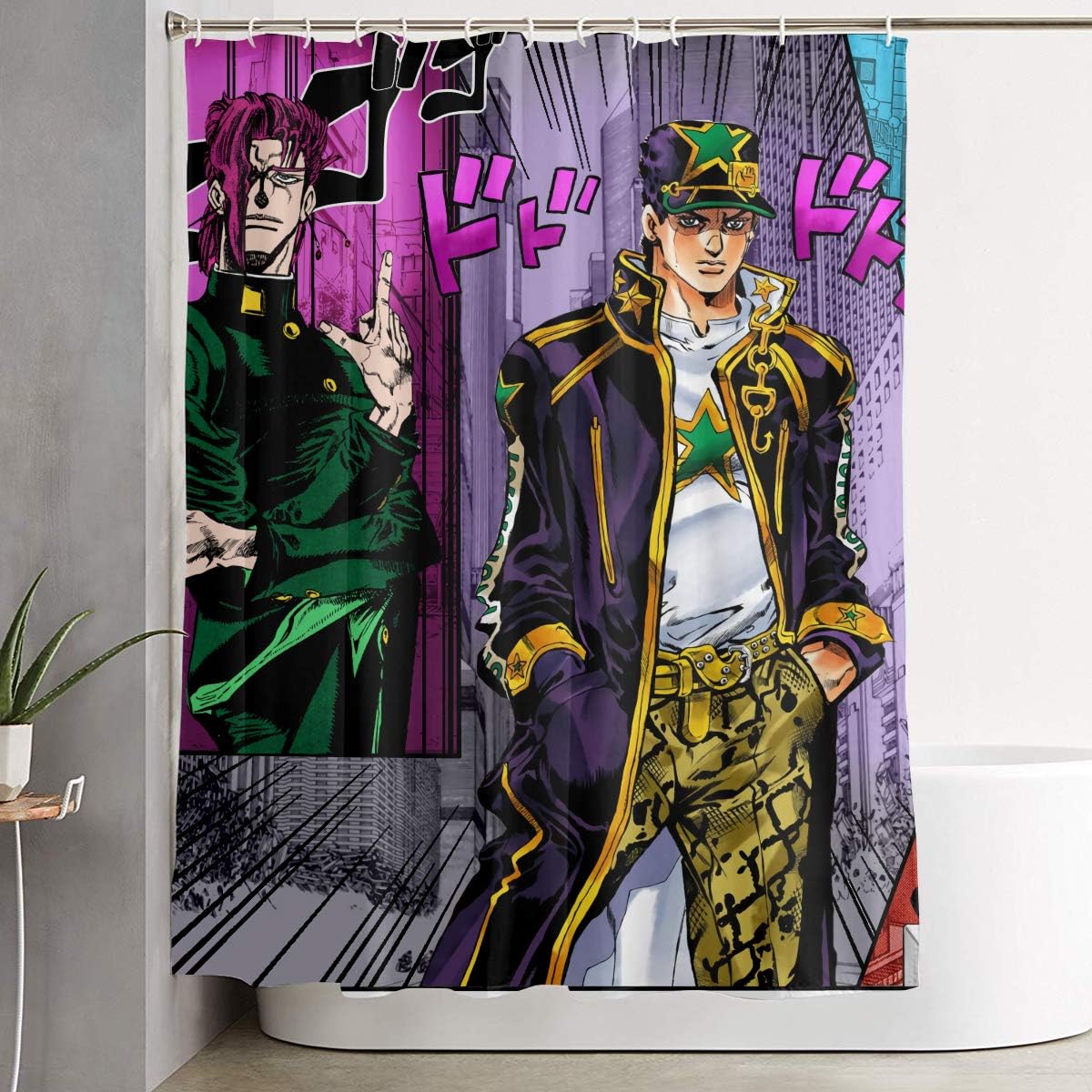 William D Oliver JoJo's Bizarre Adventure Polyester Basic Anime Style Curtain for Bathroom Waterproof Shower Curtain 60x72 Inch