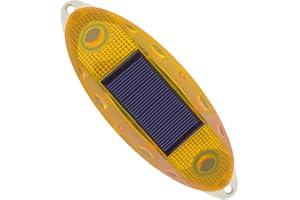 QXMH Solar Strobe Warning Light,Small Solar Safety Warning Light 360 Degree & Outdoor Waterproof,Traffic Pavement Bright LED Lights for Construction Site,Traffic,Dock,Marine,Stop Sign (Yelloe 1 Pack)