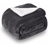 SOCHOW Sherpa Fleece Throw Blanket, Double-Sided Super Soft Luxurious Plush Blanket King Size 90 inchx108 inch, Dark Grey