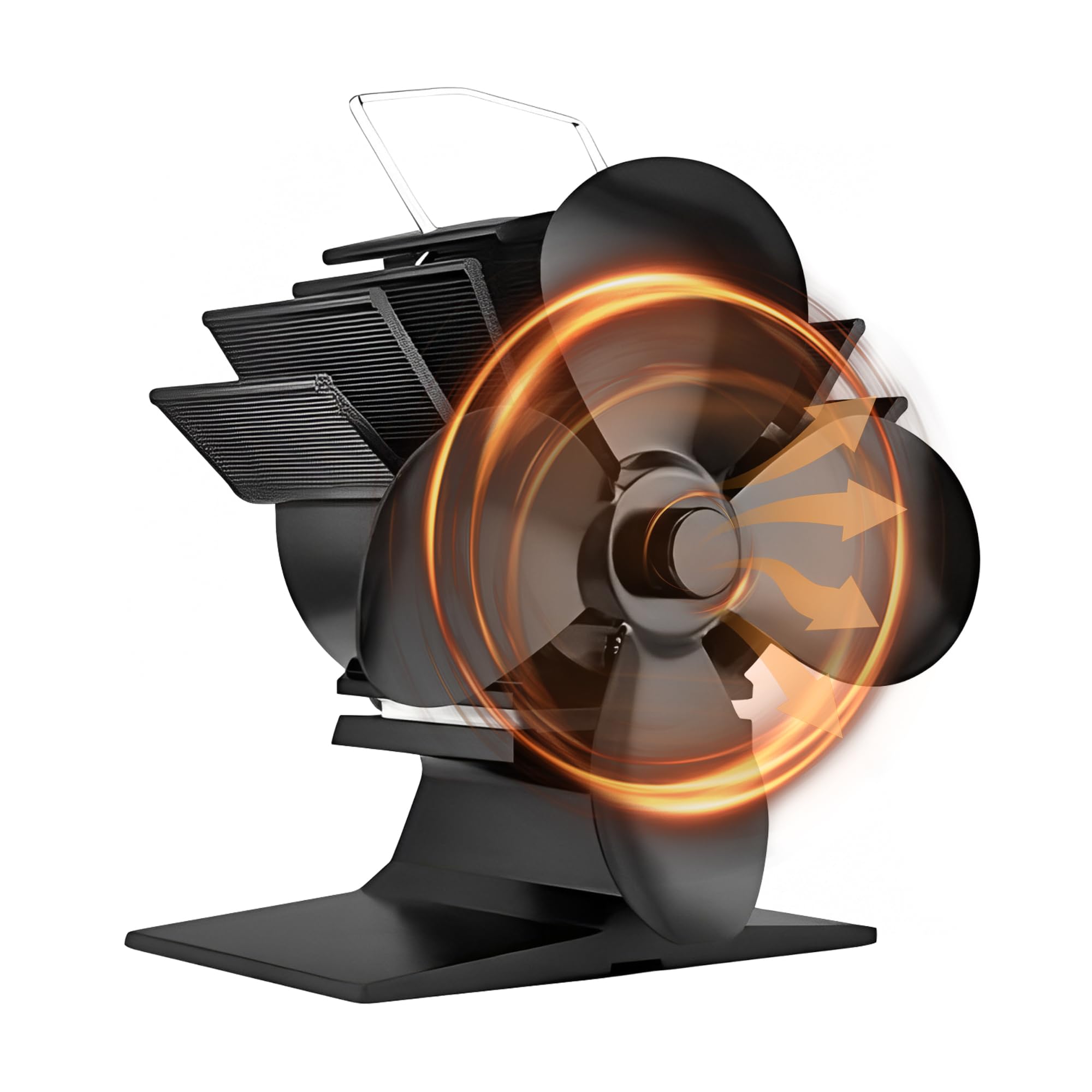 Silent Operation Small 4-Blade Heat Powered Stove Fan for Wood/Log Burner/Fireplace - Eco Friendly VOYTO