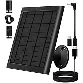 8W Solar Panel for Ring Cameras, Faster Charging, Stays Powered | Compatible with Outdoor (Stick Up) Cam/Plus, Spotlight Cam Plus/Pro Battery, Includes USB-C/DC/Micro Adapters, 10FT Cables
