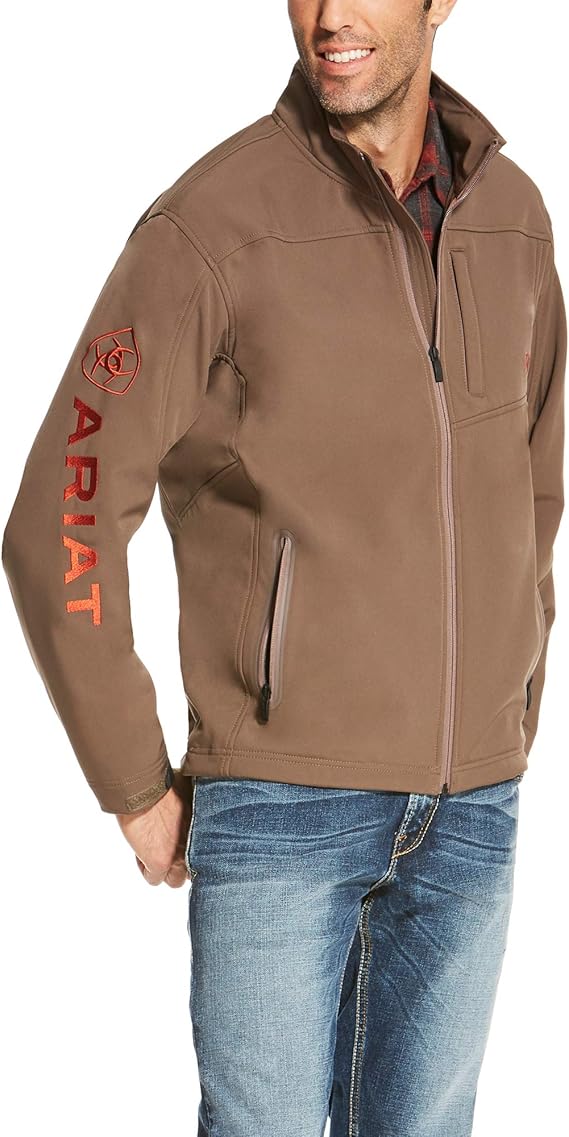 Amazon.com: ARIAT Men's Logo Softshell Jacket Walnut Size Large: Clothing