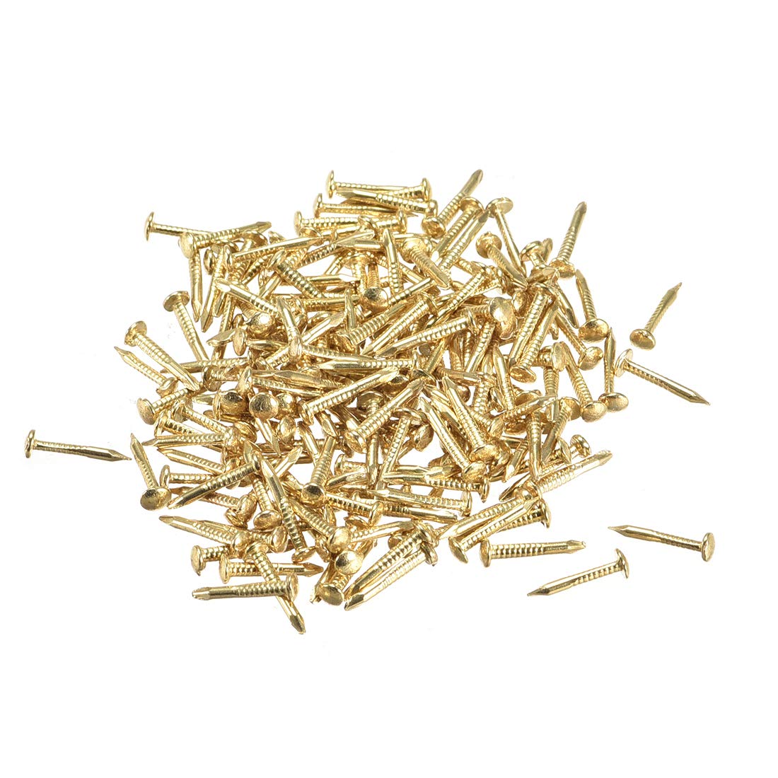 sourcing map Small Tiny Nails 1.2x10mm(DXL) for Wooden DIY Decorative Pictures Boxes Household Accessories Brass Tone 500pcs