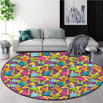 Amazon De Rugsmat Bunter Runder Teppich Mit Lebendigen Blumen