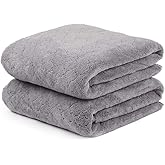 JML Microfiber Bath Towels, Oversized, Ultra Soft, Super Absorbent and Fast Drying, No Fading and Multipurpose Use for Sports, Travel, Fitness, SPA and Yoga (Coral Fleece - Grey, 30 in x 60 in)
