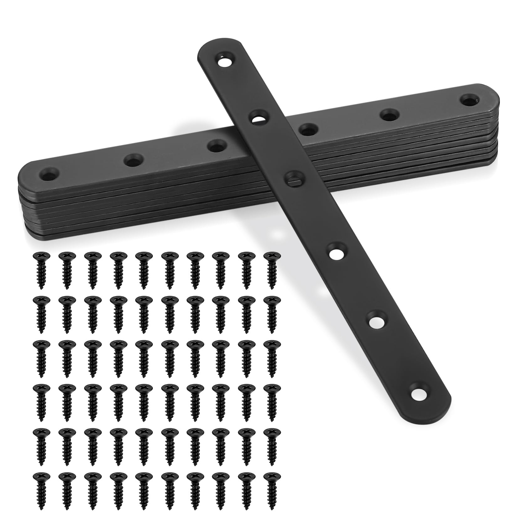 10 Pcs Flat Metal Brackets for Wood Mending Plates, Flat Straight Brace Brackets Sleeper Brackets, Flat Connecting Joining Plates Repair Plate Bracket Braces for Furniture Repair, 7.87x0.78x0.12