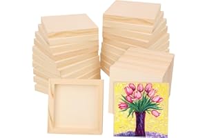 Geytetqi 30 Pack 6 x 6 Square Wood Panel Boards - Unfinished Wood Canvas Boards for Painting, Square Wooden Panels for Painting Canvas, DIY Projects, Acrylic and Oil Painting