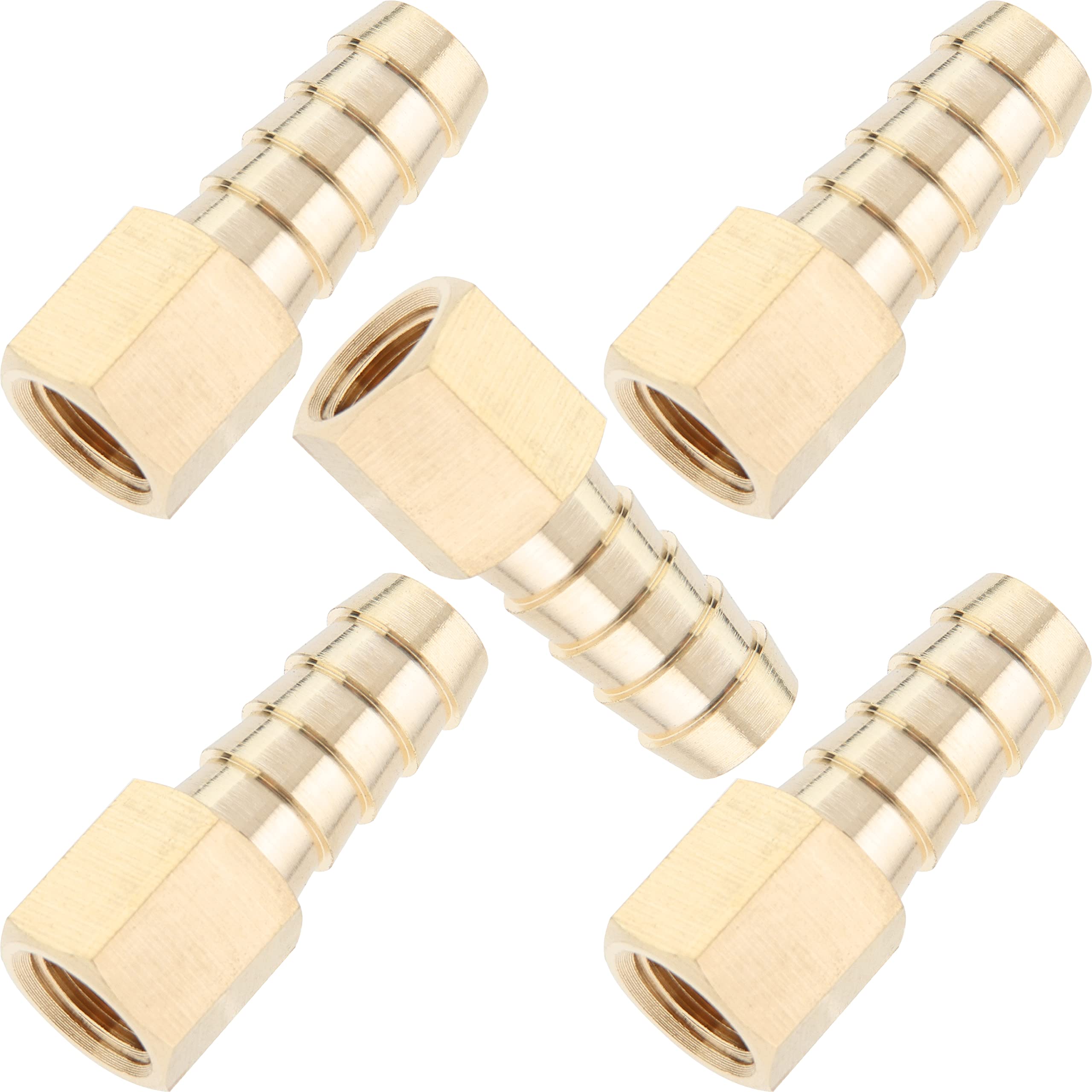 LTWFITTING Brass BSP Fitting Coupler/Adapter 1/8-Inch Female BSPP x 10mm Hose Barb(Pack of 5)