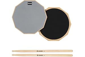 Donner Drum Practice Pad 8 Inches, Silent Practice Drum Pad 2-Sided With Drum Sticks - Gray