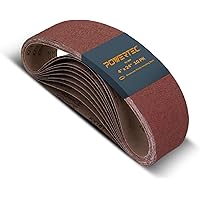 POWERTEC 110090 4-Inch x 24-Inch 80 Grit Aluminum Oxide Sanding Belt, 10-Pack