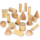 Learning Resources Wood Geometric Solids - | Wooden Geometry Manipulatives, 3D Blocks for Kids, Geometric Shapes Learning Toys, Math Classroom Toys, Set Of 19, Grades 6+