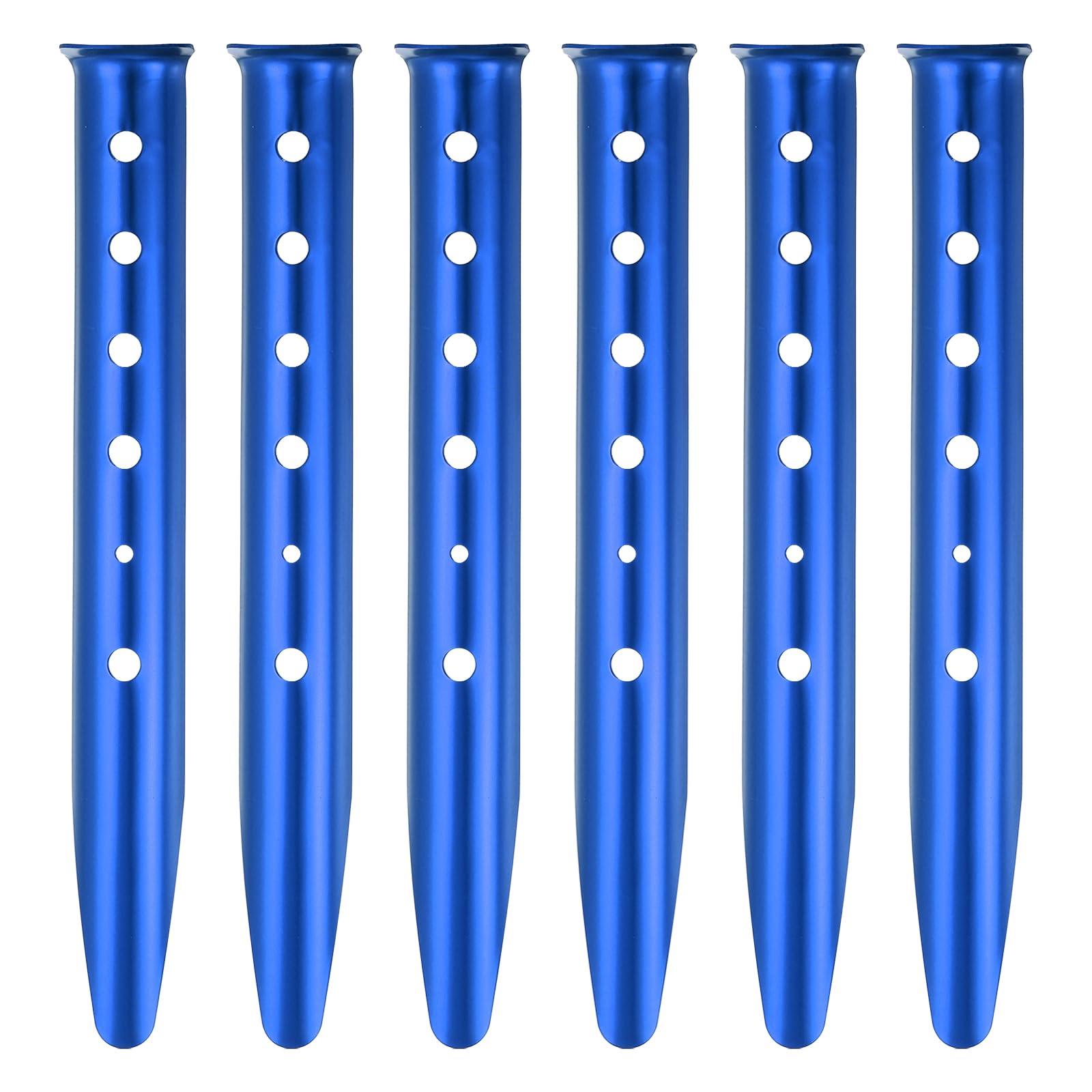 PATIKIL Aluminum Tent Stakes, 6 Pack Metal Camping Ground Pegs Camping Accessories Sand Stakes with 6 Holes for Tents Hammocks and Canopy, Blue