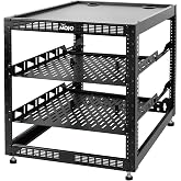 Tecmojo 12U Open Frame Network Rack for IT &amp; AV Gear, AV Rack Floor Standing or Wall Mounted,with 2 PCS 1U Rack Shelves &amp; Mounting Hardware,Network Rack for 19" Networking,Audio and Video Device