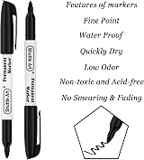 Shuttle Art 30 Pack Black Permanent Markers Fine Tip for Plastic Wood Metal view 3
